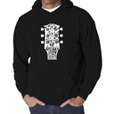 Black Large Guitar Head Music Genres - Men's Word Art Hooded Sweatshirt