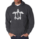 Gray Large Honu Turtle - Hawaiian Islands - Men's Word Art Hooded Sweatshirt