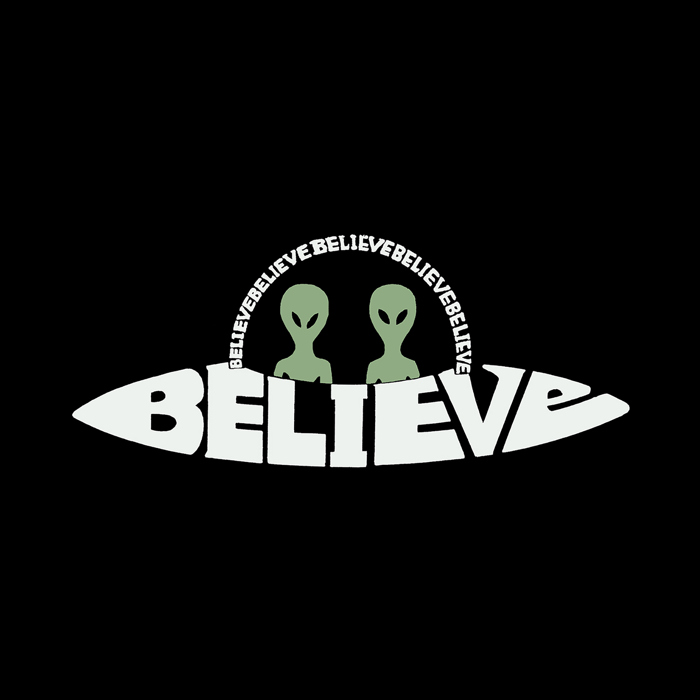 Believe UFO - Men's Word Art Hooded Sweatshirt