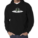 Black Small Believe UFO - Men's Word Art Hooded Sweatshirt