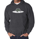 Gray XL Believe UFO - Men's Word Art Hooded Sweatshirt