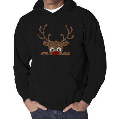 Peeking Reindeer - Men's Word Art Hooded Sweatshirt