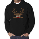 Black XXL Peeking Reindeer - Men's Word Art Hooded Sweatshirt