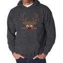 Gray Small Peeking Reindeer - Men's Word Art Hooded Sweatshirt