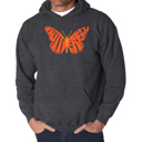 Gray XXXL Butterfly - Men's Word Art Hooded Sweatshirt