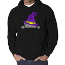 Black Large Peeking Witch Cat - Men's Word Art Hooded Sweatshirt