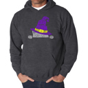 Gray XXXL Peeking Witch Cat - Men's Word Art Hooded Sweatshirt