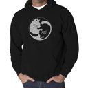 Black XL Yin Yang Cat - Men's Word Art Hooded Sweatshirt