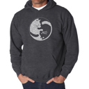 Gray Large Yin Yang Cat - Men's Word Art Hooded Sweatshirt