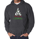 Gray Large Meowy Christmas Tree - Men's Word Art Hooded Sweatshirt
