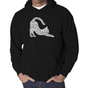 Black Large Stretching Cat - Men's Word Art Hooded Sweatshirt