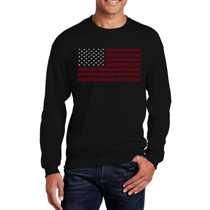 Usa Flag - Mens Word Art Crewneck Sweatshirt