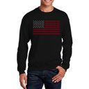 Black XL Usa Flag - Mens Word Art Crewneck Sweatshirt