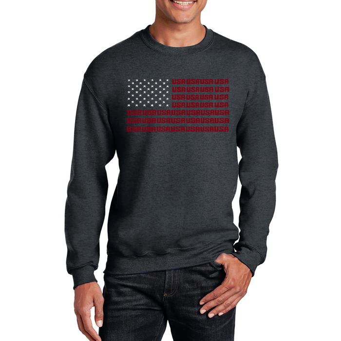 Usa Flag - Mens Word Art Crewneck Sweatshirt