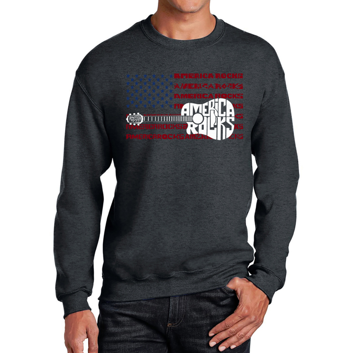 America Rocks - Men's Word Art Crewneck Sweatshirt