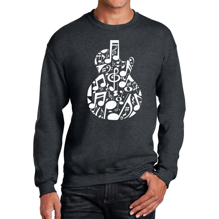 Music Notes Guitar - Men's Word Art Crewneck Sweatshirt