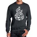 Gray Large Music Notes Guitar - Men's Word Art Crewneck Sweatshirt