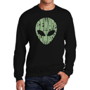 Black XXL Beware Of Humans - Mens Word Art Crewneck Sweatshirt