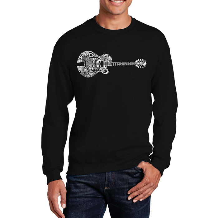 Country Guitar - Mens Word Art Crewneck Sweatshirt