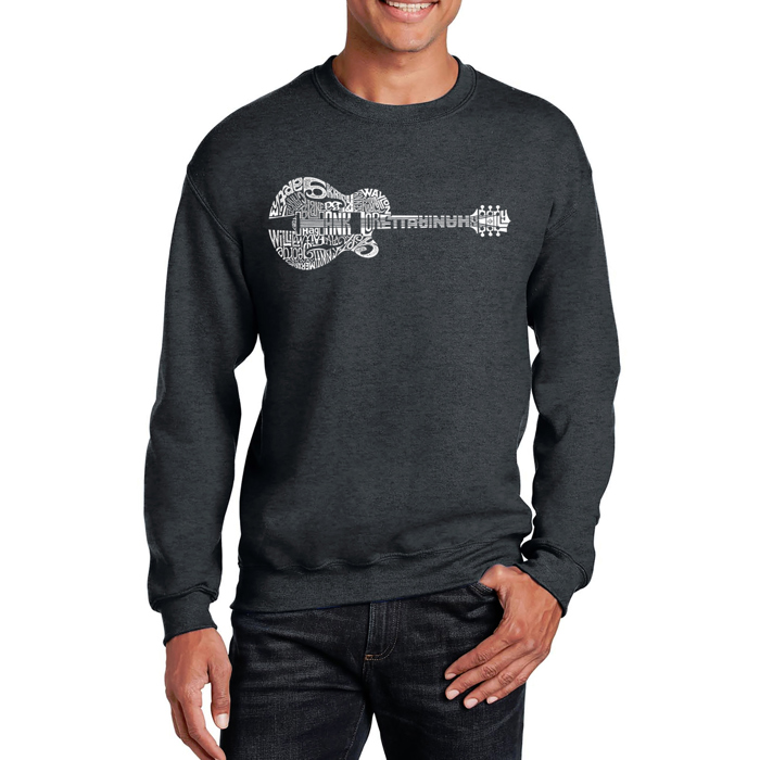 Country Guitar - Mens Word Art Crewneck Sweatshirt