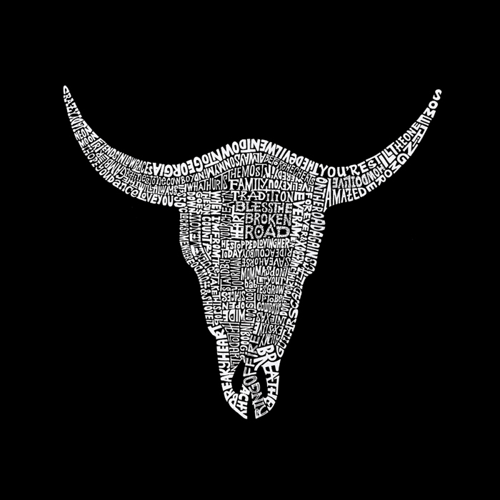 Country Cowskull - Men's Word Art Crewneck Sweatshirt