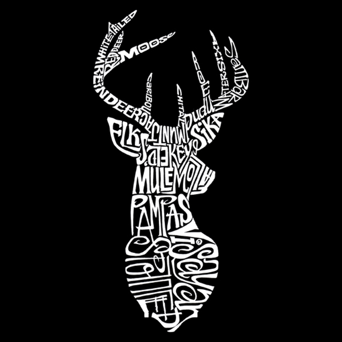Types Of Deer - Mens Word Art Crewneck Sweatshirt