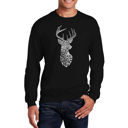 Black XXL Types Of Deer - Mens Word Art Crewneck Sweatshirt
