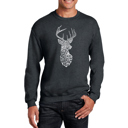 Gray Large Types Of Deer - Mens Word Art Crewneck Sweatshirt