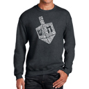 Gray XXXXL Hanukkah Dreidel - Men's Word Art Crewneck Sweatshirt