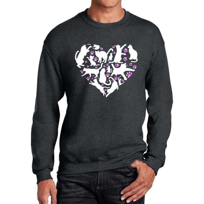 Cat Heart - Men's Word Art Crewneck Sweatshirt