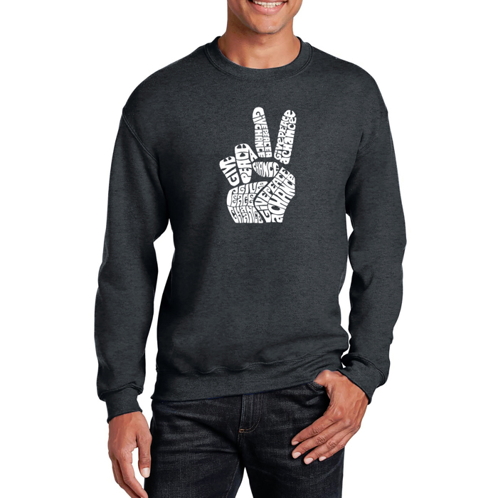 Peace Fingers - Men's Word Art Crewneck Sweatshirt