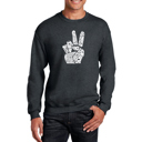 Gray Large Peace Fingers - Men's Word Art Crewneck Sweatshirt