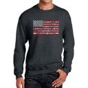Gray Large Fireworks American Flag - Mens Word Art Crewneck Sweatshirt