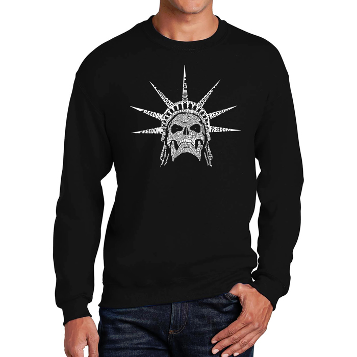 Freedom Skull - Mens Word Art Crewneck Sweatshirt