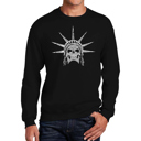 Black XXXL Freedom Skull - Mens Word Art Crewneck Sweatshirt