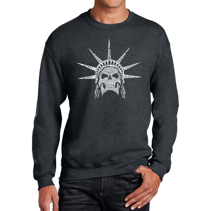 Freedom Skull - Mens Word Art Crewneck Sweatshirt