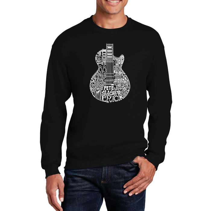 Rock Guitar Head - Mens Word Art Crewneck Sweatshirt