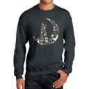 Gray Medium Cat Sitting On Moon - Men's Word Art Crewneck Sweatshirt
