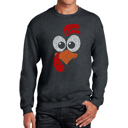Gray Medium Turkey Face - Men's Word Art Crewneck Sweatshirt