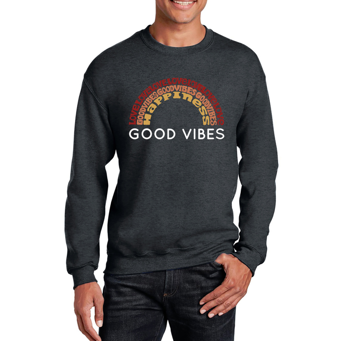 Good Vibes - Mens Word Art Crewneck Sweatshirt