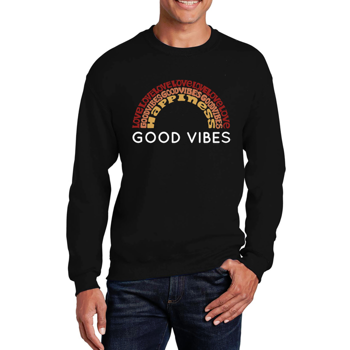 Good Vibes - Mens Word Art Crewneck Sweatshirt