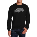 Black Large Guitar Head - Mens Word Art Crewneck Sweatshirt