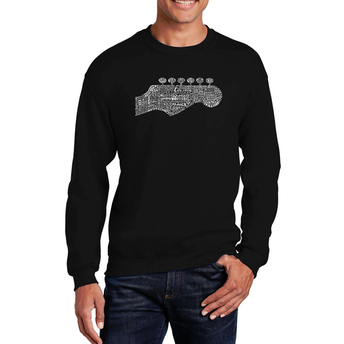 Guitar Head - Mens Word Art Crewneck Sweatshirt