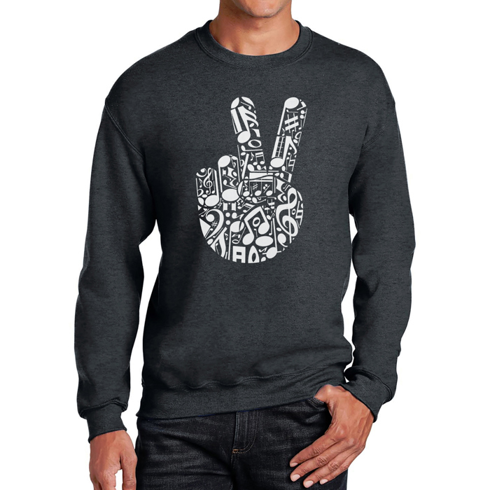 Peace Finger Notes - Men's Word Art Crewneck Sweatshirt