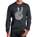 Gray Large Peace Finger Notes - Men's Word Art Crewneck Sweatshirt