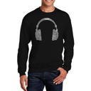 Black XXXXL 63 Different Genres Of Music - Mens Word Art Crewneck Sweatshirt