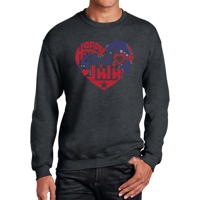 July 4Th Heart - Mens Word Art Crewneck Sweatshirt