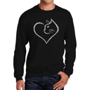 Black XXL Cat Heart - Men's Word Art Crewneck Sweatshirt