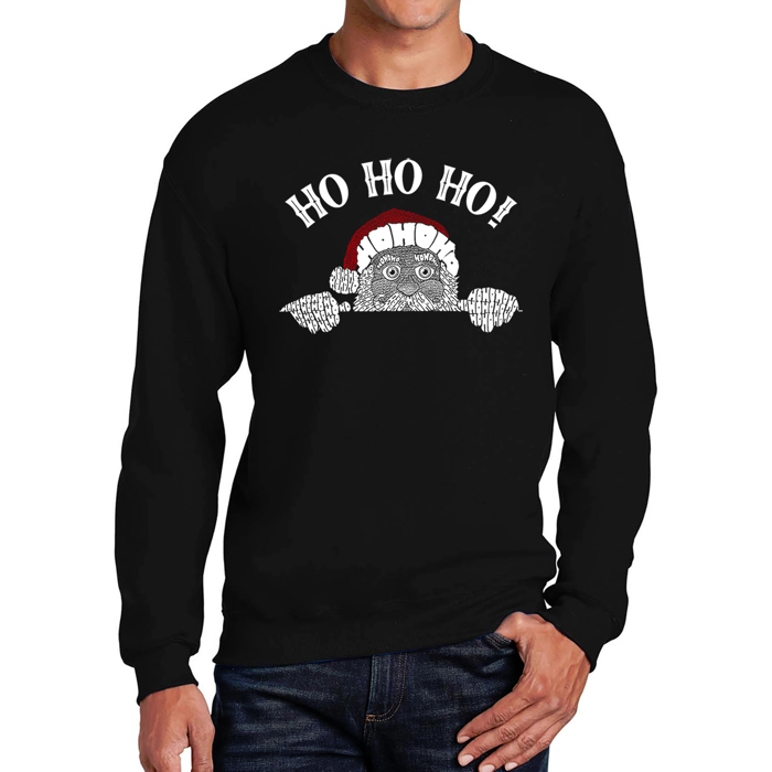 Peeking Santa - Men's Word Art Crewneck Sweatshirt