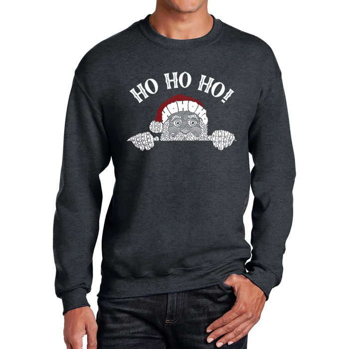 Peeking Santa - Men's Word Art Crewneck Sweatshirt